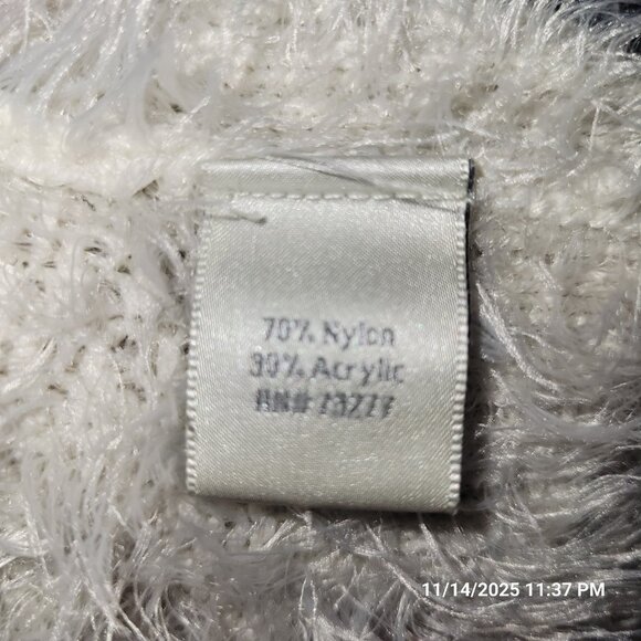 LC Lauren Conrad Open Front Samba Eyelash Yarn White L/S Cardigan Sweater M - Picture 6 of 7